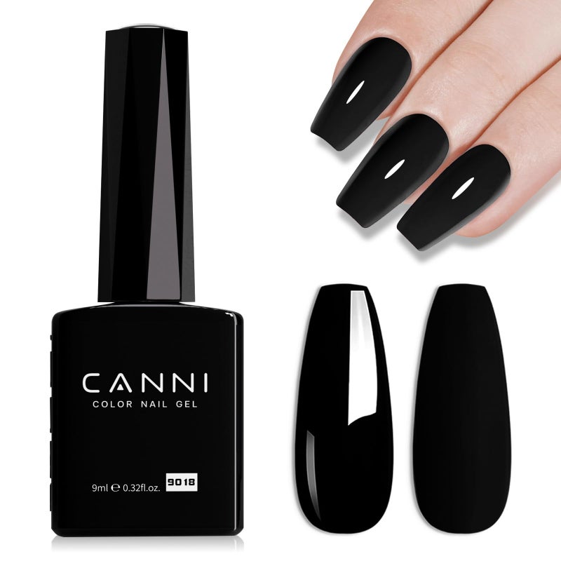 CANNI Black Gel Nail Polish, 1Pcs Pure Black Color High Gloss Soak Off UV Gel Polish Nail French Manicure Salon DIY - Image 1