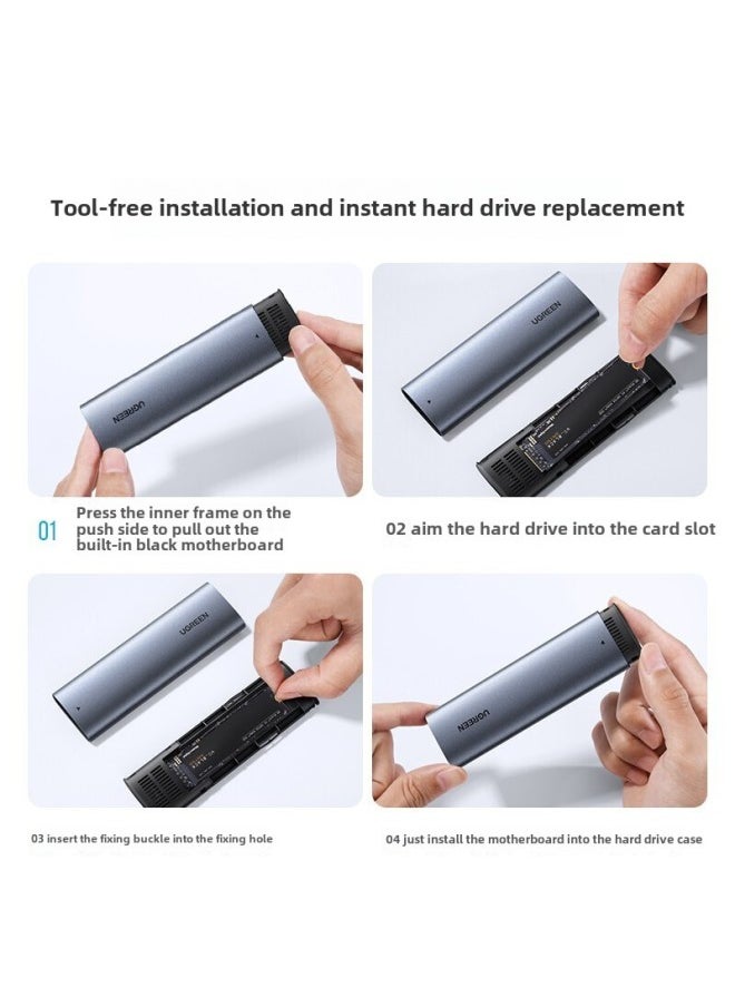 Generic M2 Mobile Hard Drive Box Dual Protocol Solid State Drive Box NVME/NGFF Mechanical Reader Aluminum Cooling Fast-Color:Distinguish The Agreement Before Placing An Order [NGFF Single Agreement] 5Gbps With USB Data Cable + Warranty  - Image 4