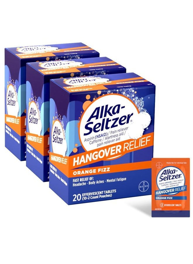 Alka-Seltzer Hangover Relief Tablets, Fast Relief Starts In About 15 Minutes for Headaches, Body Aches & Mental Fatigue, Bachelorette & Bachelor Party Packs 60 Count (3 Boxes, 20 Tablets Each)  - Image 1
