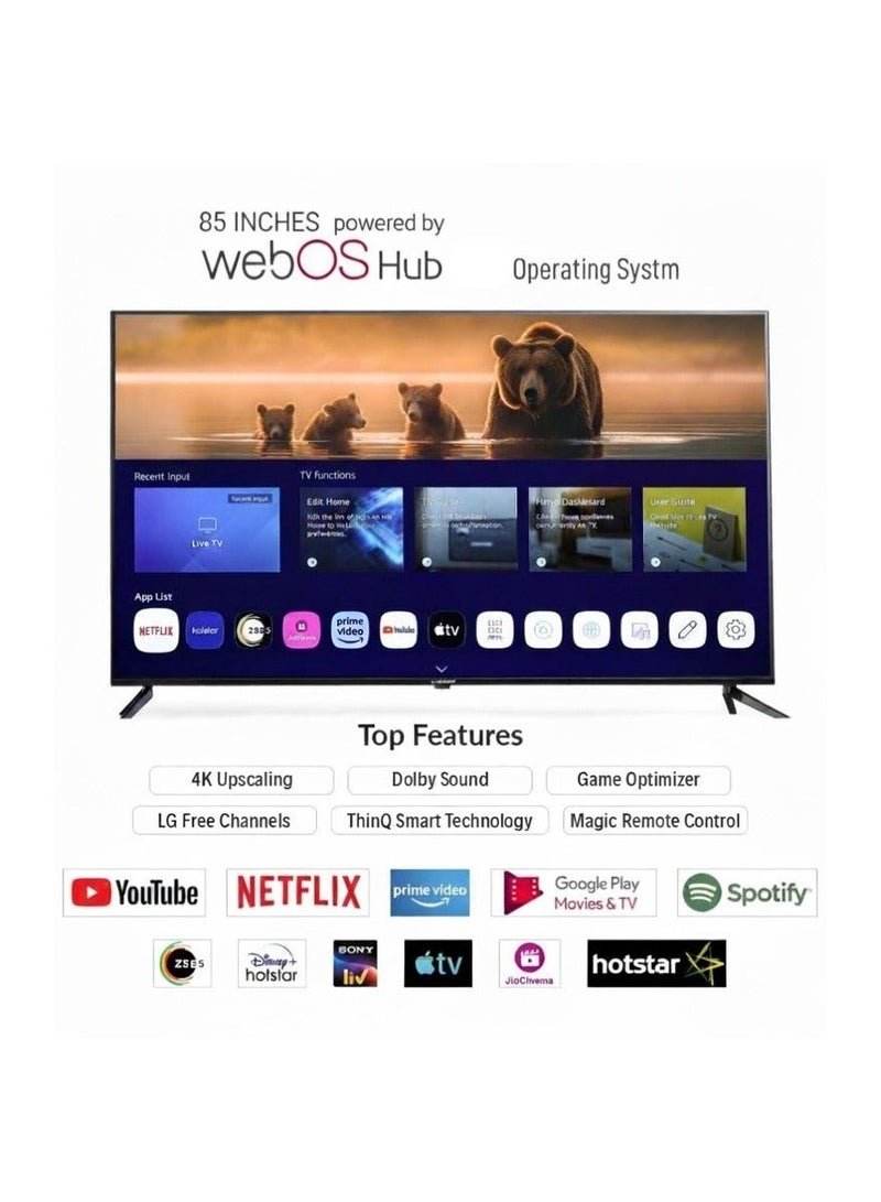 H20 85-Inch 4K Ultra HD Smart LED TV – WebOS Platform with Magic Remote & AI Voice Control, Dolby Audio, Built-In Wi-Fi & Screen Mirroring, Premium Frameless Bezel-Less Design – Model H2LED4K85WOX - Image 1