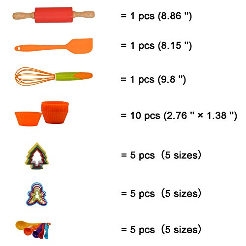 T TOSSOW TOSSOW Kids Baking Tools Set Cupcake Pop Maker with Rolling Pin,Muffin cups,Measuring Spoons,Cooking Baking Supplies 28-Piece Kids Baking Kits - Image 2
