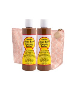 Maui Babe Maui Babe Browning Lotion - Outdoor Tanning Lotion 8 ounce (Pack of 2) with Makeup Bag - Amazing Maui Babe Suntan Lotion - Tanning Formula Sun Lotion  - Image 1