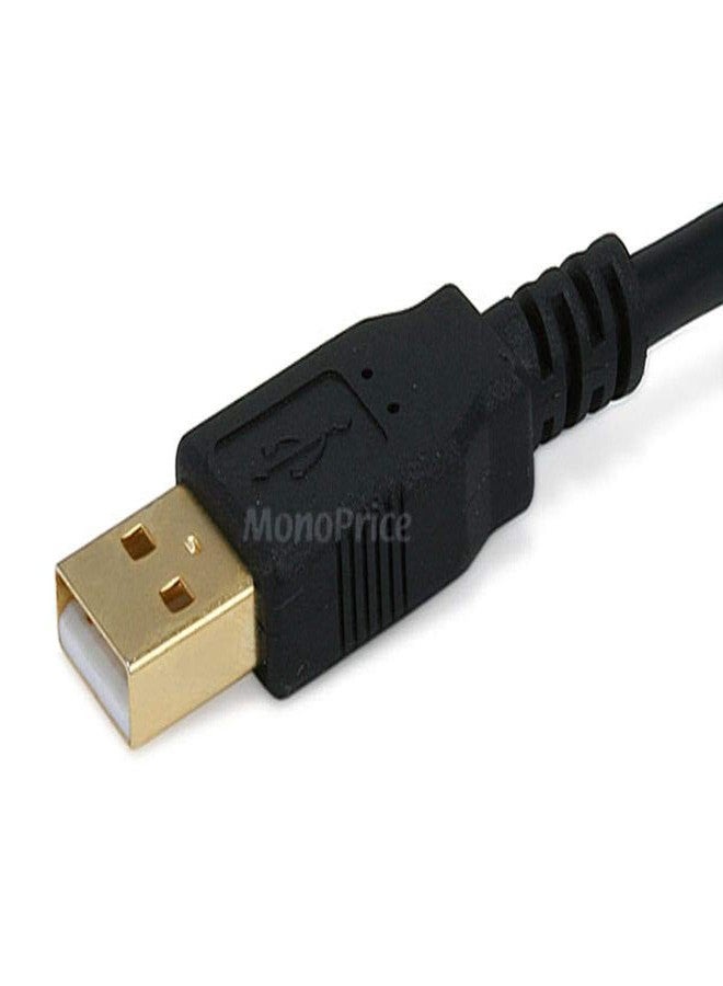 Monoprice 1.5-Feet USB 2.0 A Male to Mini-B 5pin Male 28/24AWG Cable with Ferrite Core (Gold Plated) (105446),Black - Image 2