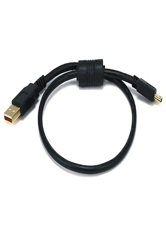 Monoprice 1.5-Feet USB 2.0 A Male to Mini-B 5pin Male 28/24AWG Cable with Ferrite Core (Gold Plated) (105446),Black - Image 1