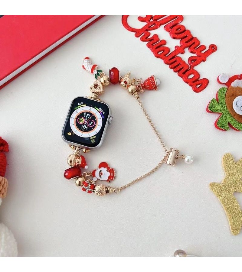 Fashionable Handmade Watch Bands Compatible With Apple Watch Series Ultra Se 11 10 9 8 7 6 5 4 3 2 1 Silvery 38mm 40mm 41mm 42mm 44mm 45mm 49mm Christmas Bell Decorations - Image 3