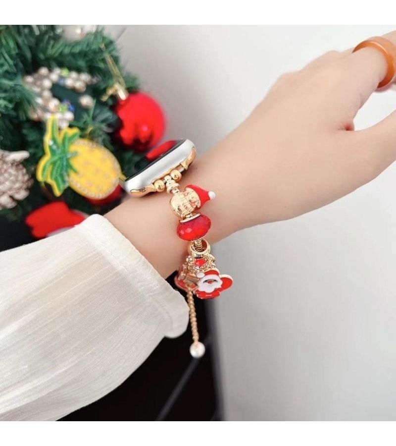 Fashionable Handmade Watch Bands Compatible With Apple Watch Series Ultra Se 11 10 9 8 7 6 5 4 3 2 1 Silvery 38mm 40mm 41mm 42mm 44mm 45mm 49mm Christmas Bell Decorations - Image 4