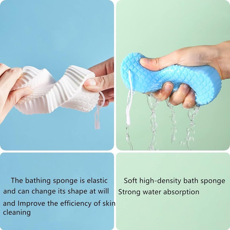 ZELLYA Soft 3D Embossing Shower Sponge - 2Pcs Gentle Exfoliating Bath Body Brush for Baby, Cleaning and Soothing - Image 5