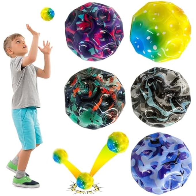 NYVIO Astro Moon Jump Balls for Kids Pack of 6 High Bouncing Rubber Space Balls | Lightweight Galaxy Stress Relief Toys | Extreme Jump Toy Gifts for Boys & Girls - Image 1
