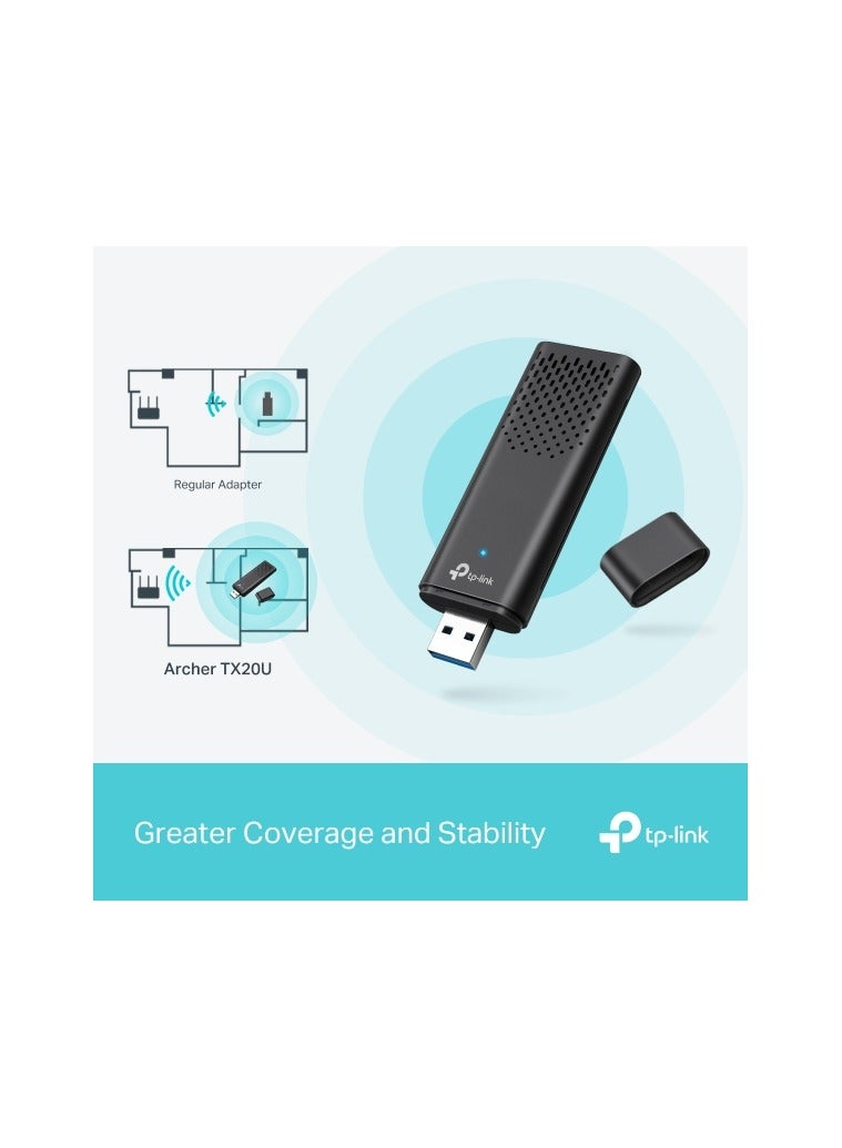 تي بي لينك آرتشر TX20U AX1800 ثنائي النطاق واي فاي 6 محول USB لاسلكي أسود - Image 4