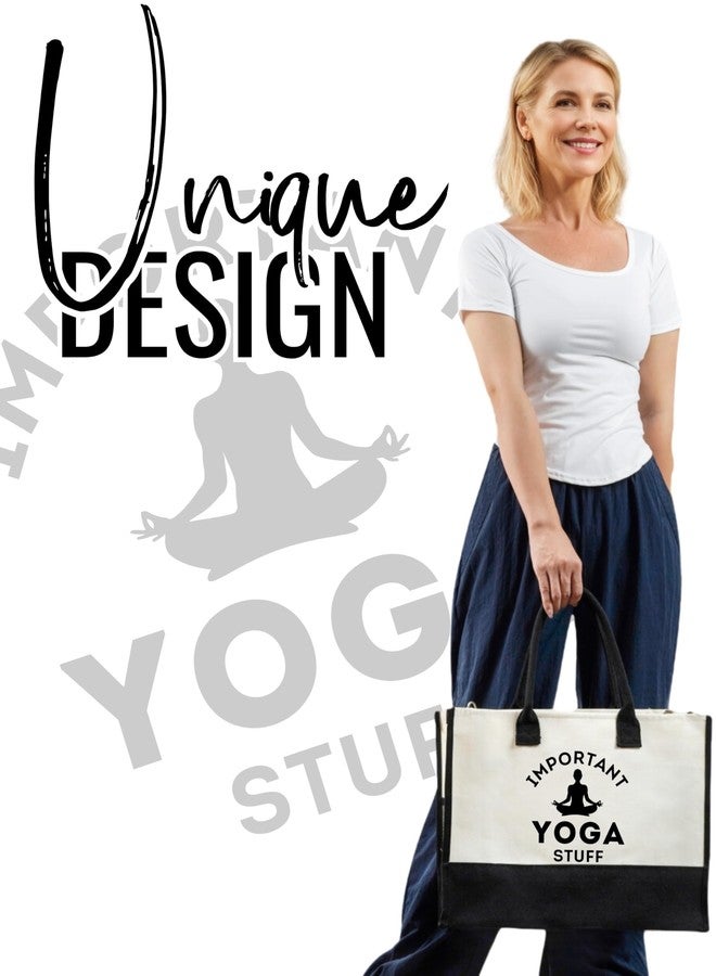 InnoBeta Yoga Gifts for Women, Yoga Instructor Gifts Tote Bag for Yoga Teacher with Top Zipper Closure and Shoulder Strap - Image 2