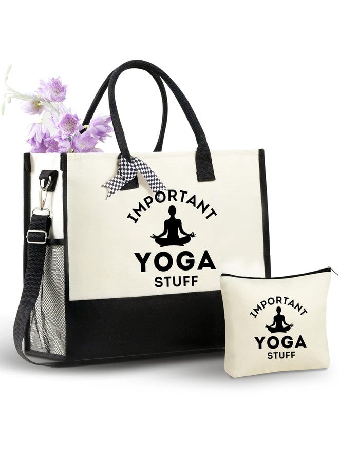 InnoBeta Yoga Gifts for Women, Yoga Instructor Gifts Tote Bag for Yoga Teacher with Top Zipper Closure and Shoulder Strap - Image 1
