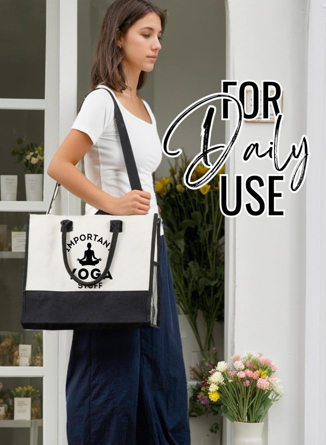 InnoBeta Yoga Gifts for Women, Yoga Instructor Gifts Tote Bag for Yoga Teacher with Top Zipper Closure and Shoulder Strap - Image 3