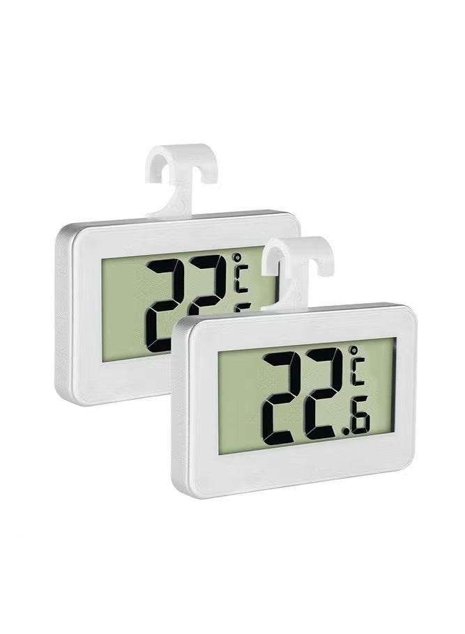 2 Pack Fridge Thermometer, Refrigerator Thermometer, Lcd Digital Fridge Freezer Thermometer Monitor with Hanging Hook and Retractable Stand (White) - Image 1