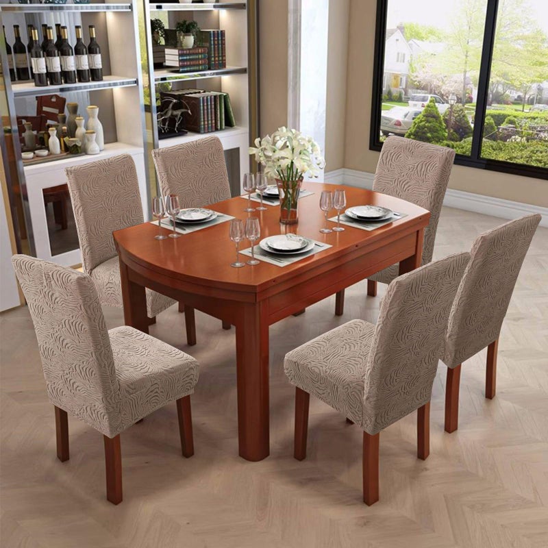 YUEANG Dining Chair Covers, Chair Covers for Dining Room Stretch Parsons Chair Slipcover, for Dining Room Kitchen Chair Protector Cover, Removable, Washable (Taupe, 4 Pack) - Image 2