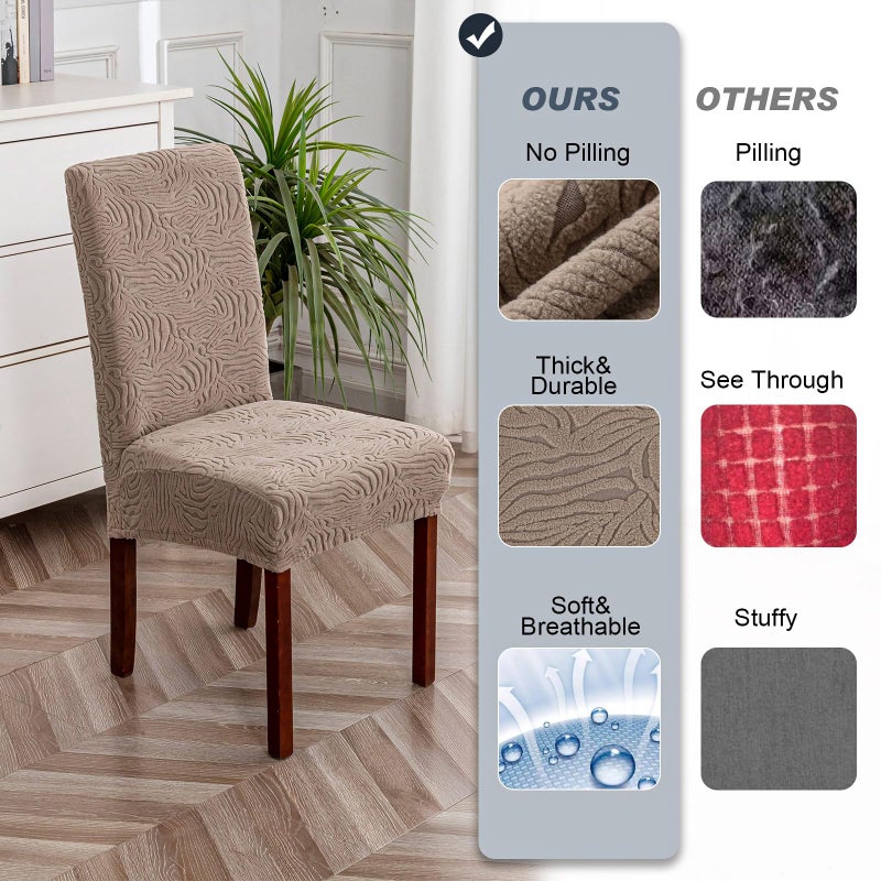YUEANG Dining Chair Covers, Chair Covers for Dining Room Stretch Parsons Chair Slipcover, for Dining Room Kitchen Chair Protector Cover, Removable, Washable (Taupe, 4 Pack) - Image 4