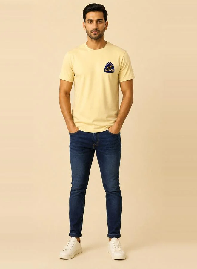 Take Two Beige Short Sleeve Crew Neck T-Shirt By Falcon