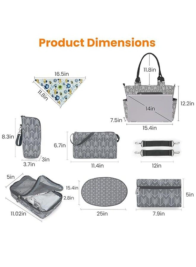 Enjoylifeme Pack Of 6 Diaper Bag Set 6With Stroller Hooks And Nappy Changing Mat Melange Grey - Image 4