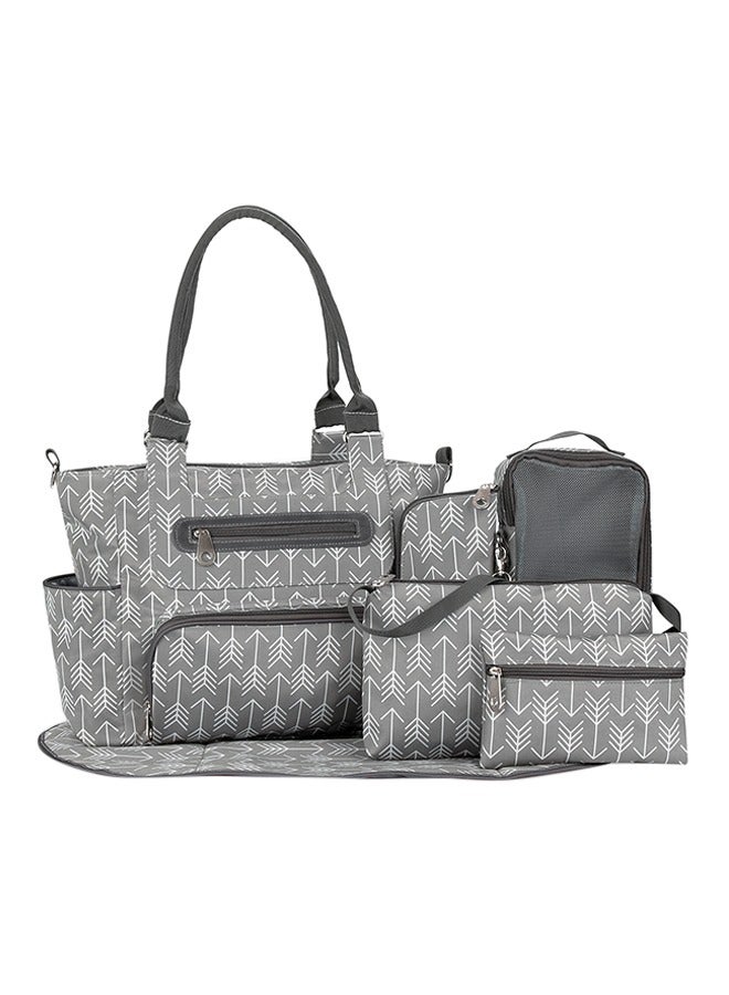 Enjoylifeme Pack Of 6 Diaper Bag Set 6With Stroller Hooks And Nappy Changing Mat Melange Grey - Image 1