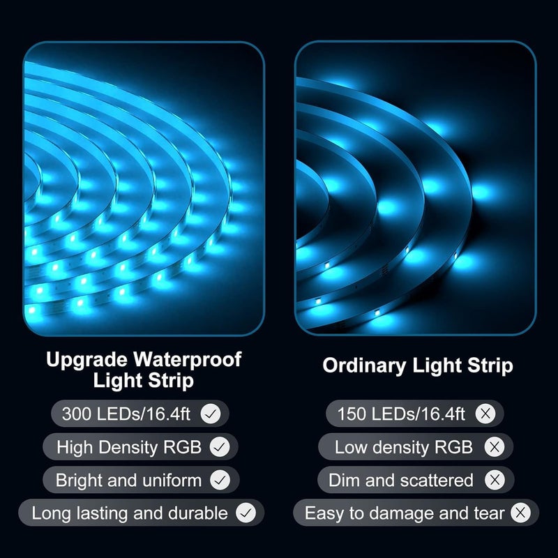 DAYBETTER شرائط إضاءة LED مقاومة للماء بطول 66 قدم، أضواء LED خارجية قابلة لتغيير الألوان 5050 RGB مع جهاز تحكم عن بعد، أضواء LED للاستخدام الداخلي والخارجي، IP65 (2 لفة بطول 33 قدم) - Image 3