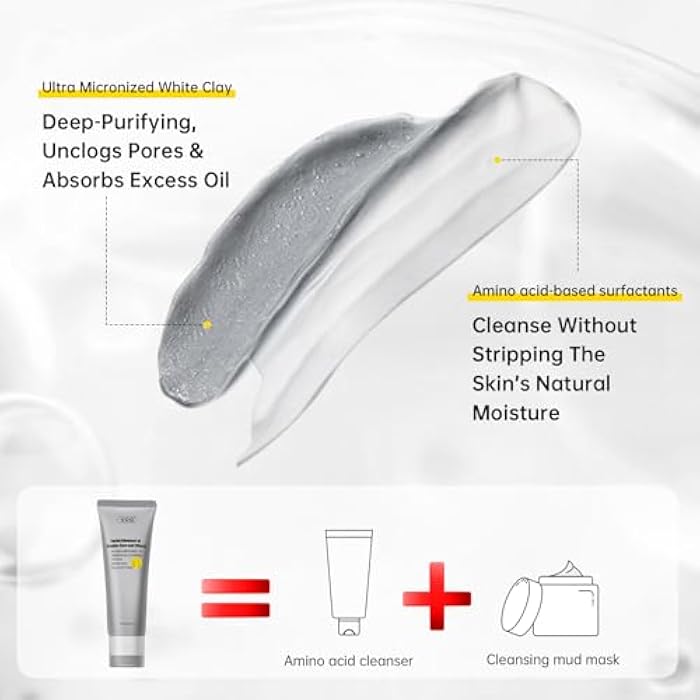 VGO Facial Cleanser, Daily Face Wash for Deep Pore Cleanser and Makeup Remover for Sensitive Oily Skin, Double Tube Design with Hyaluronic Acid, 3.52 Oz - Image 2