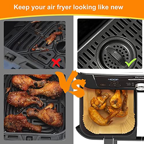 HONYAO Air Fryer Paper Liners for Dual Zone Airfryer, 8.1x5.5 inch Rectangle Disposable Parchment Inserts for Two Drawer Ninja Double Stack XL 8-10 Quart Air Fryers, Food Grade Accessories BPA free - Image 2
