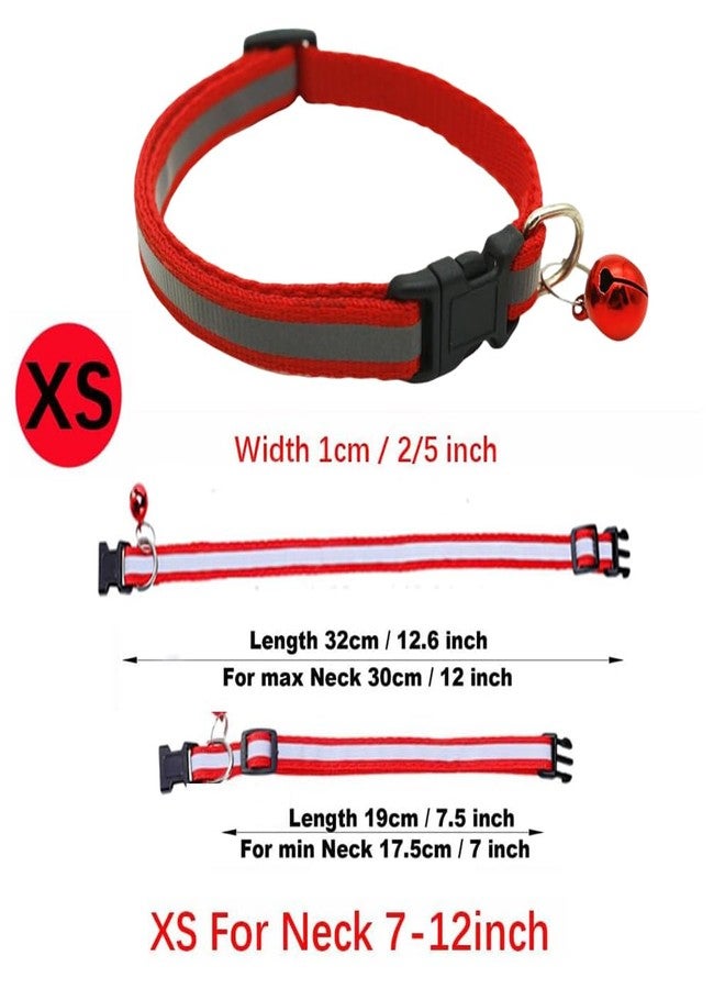 WeimoMonkey Puppy Collar with Bell,2-Pack Nylon Basic Dog Collars Reflective Cat Collars Girls for Boy Girls XXS Xs Cat Pet Animal Litter Tiny Kitten, XSmall,Pink+Red - Image 2