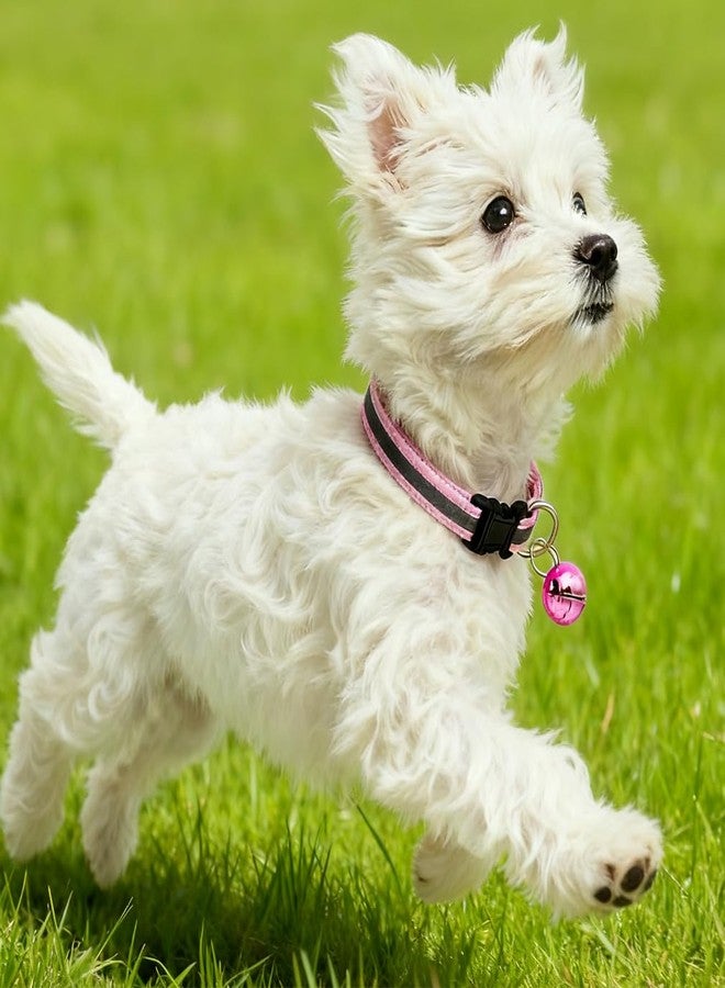 WeimoMonkey Puppy Collar with Bell,2-Pack Nylon Basic Dog Collars Reflective Cat Collars Girls for Boy Girls XXS Xs Cat Pet Animal Litter Tiny Kitten, XSmall,Pink+Red - Image 3