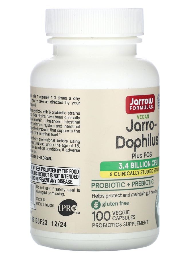 jarrow formulas Vegan Jarro-Dophilus Plus FOS 100 Veggie Capsules  - Image 2
