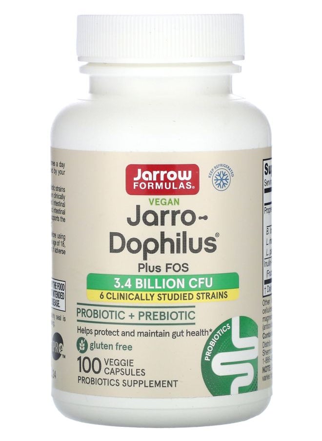 jarrow formulas Vegan Jarro-Dophilus Plus FOS 100 Veggie Capsules  - Image 1