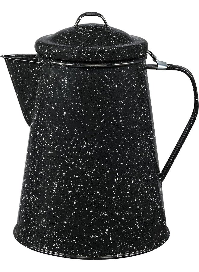 Granite Ware 3 Qt Enamelware Coffee Boiler (Speckled Black) 12 Cups capacity - Ideal for Camping, Cabin, RV, Heat Coffee, Tea and Water directly on Stove or Fire. Dishwasher Safe. - Image 1