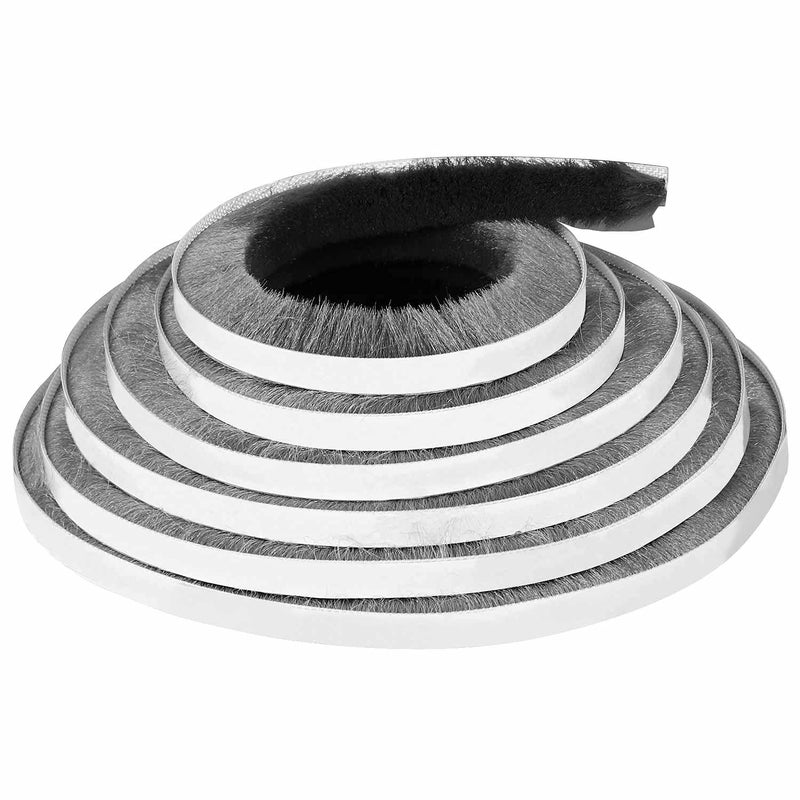 MILEQEE Door Brush Seal 33Feet Felt Pile Weather Stripping for Doors Weather Strip for Windows Cabinet Self Adhesive Draft Blocker Dust Stopper Sliding Door Seal Winter Grey 10m