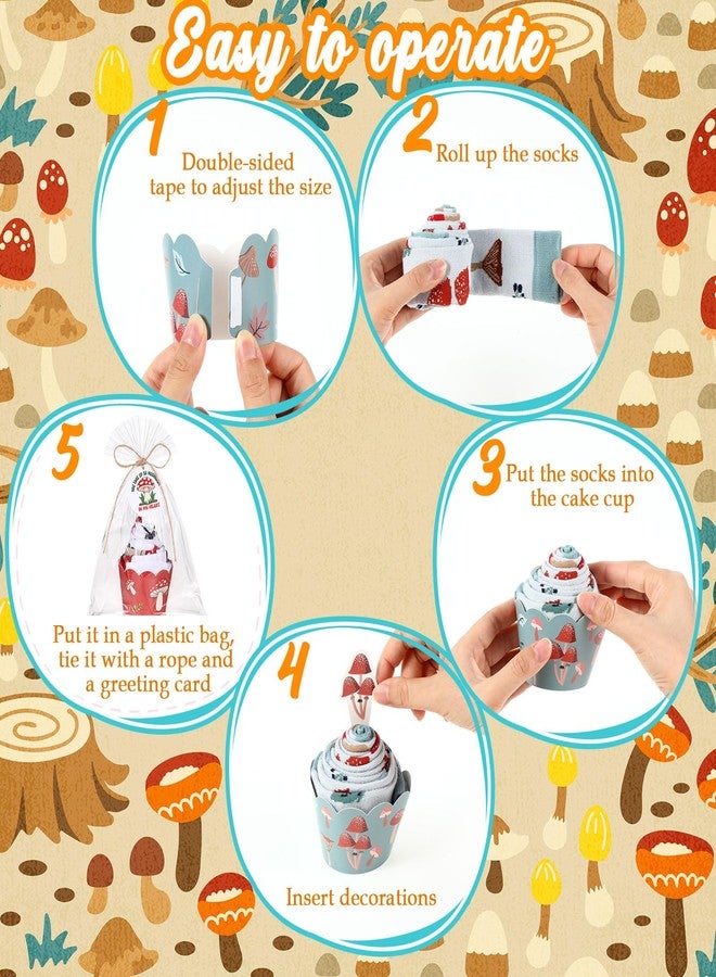 Foaincore 6 Pairs Funny Mushroom Socks for Women Men Novelty Casual Socks with Cupcake Toppers and Wrappers, Cute Christmas Gifts for Mushroom Lovers - Image 4