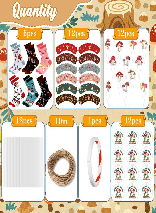 Foaincore 6 Pairs Funny Mushroom Socks for Women Men Novelty Casual Socks with Cupcake Toppers and Wrappers, Cute Christmas Gifts for Mushroom Lovers - Image 3
