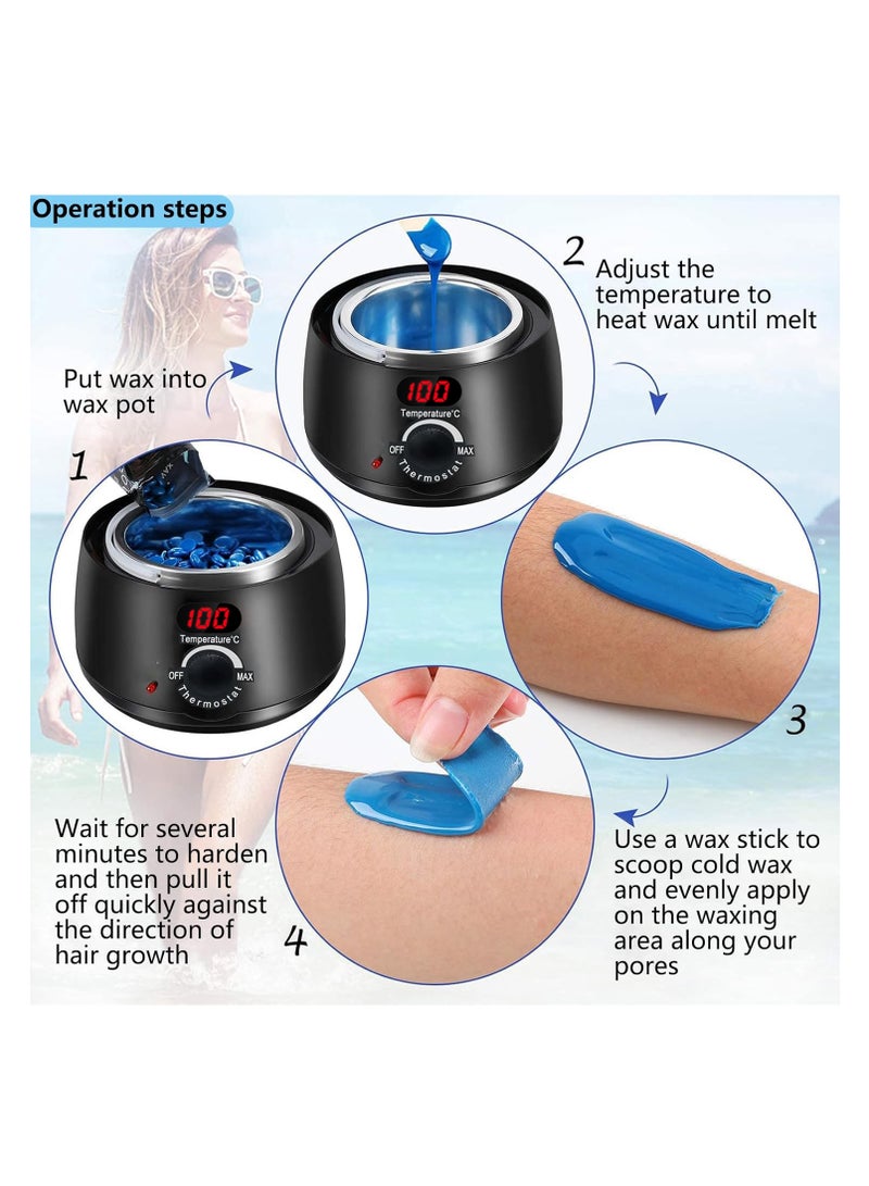Joyeworld Digital Waxing Kit for Women,Waxing Kit for Brazilian Wax,Wax pot Heater with Wax Beans,Wax warmer for Sensitive Skin Hair Removal,Easy to Use Wax Melt Warmer (Black) - Image 3