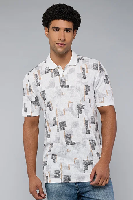 أر أند بي Patterned Polo T-Shirt with Short Sleeves