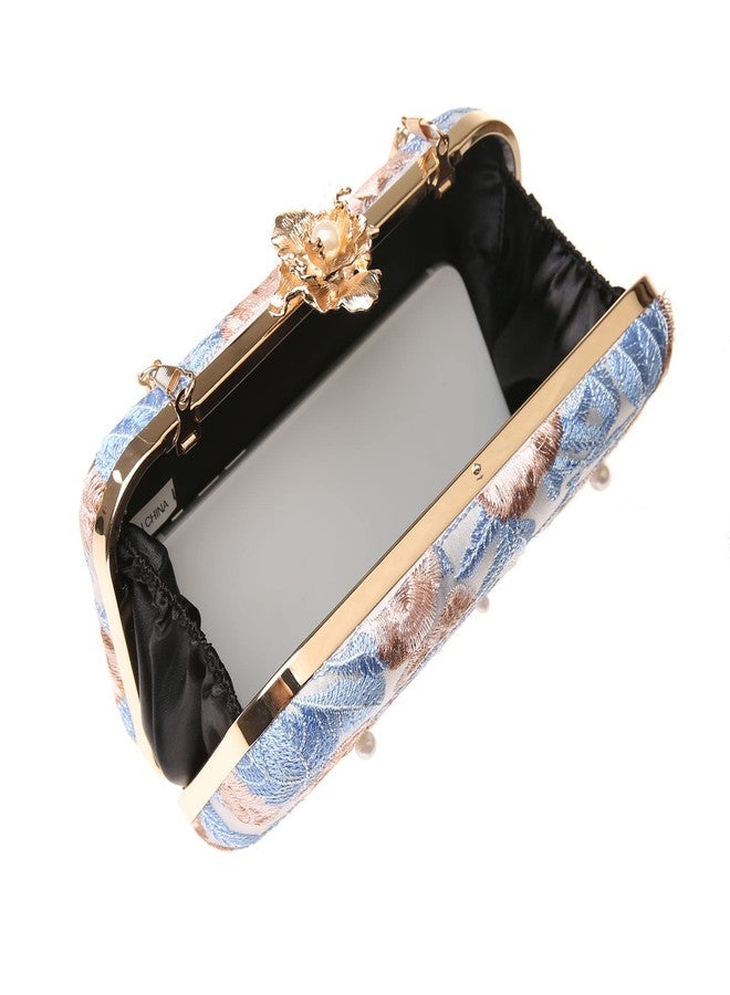 DA BODAN Womens Vintage Floral Beaded Sequin Tiny Clutch Embroidery Crossbody Evening Handbags for Wedding Party Prom Grey Size: 18*16cm - Image 4