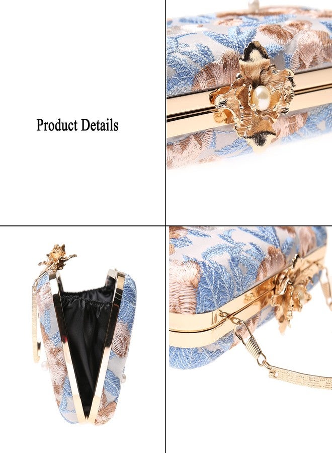 DA BODAN Womens Vintage Floral Beaded Sequin Tiny Clutch Embroidery Crossbody Evening Handbags for Wedding Party Prom Grey Size: 18*16cm - Image 5