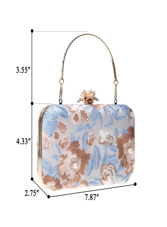 DA BODAN Womens Vintage Floral Beaded Sequin Tiny Clutch Embroidery Crossbody Evening Handbags for Wedding Party Prom Grey Size: 18*16cm - Image 2