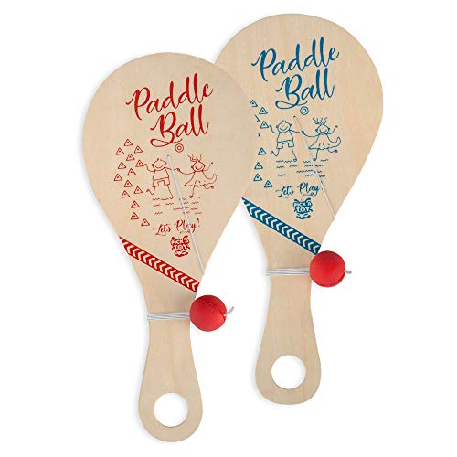 PICK A TOY Wooden Paddle Ball with String (Set of 2) with Green Carry Bag - Indoor Outdoor Toy: Kids Fun and Classic Paddleball Game for Boys and Girls, Party Favor Toys Ages 4+ - Image 2