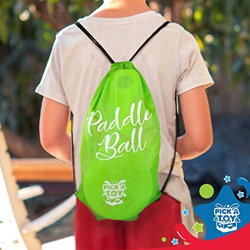 PICK A TOY Wooden Paddle Ball with String (Set of 2) with Green Carry Bag - Indoor Outdoor Toy: Kids Fun and Classic Paddleball Game for Boys and Girls, Party Favor Toys Ages 4+ - Image 4
