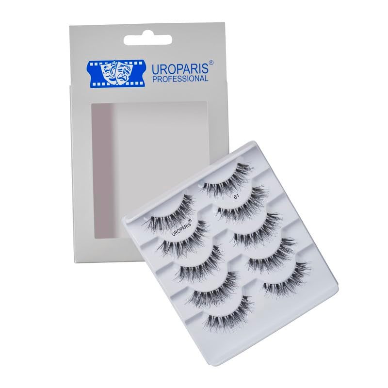 Uroparis 61 Eyelashes for Women — Pack of 5 Tapered Handmade Eye Lashes | Lightweight False Lashes with Premium Virgin Hair | Invisible Band | For Glam Look & Enhance Beauty (Black) - 5 Pair - Image 4