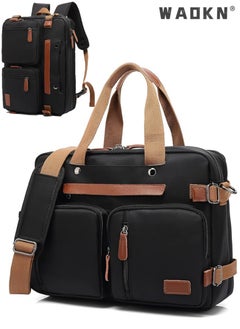 Laptop Bag Convertible Backpack Briefcase Shoulder Bag 3 in 1 Convertible Bag Laptop Case Handbag Business Briefcase Multi-Functional Travel Rucksack Fits 15.6 Inch Laptop for Men/Women (Black)