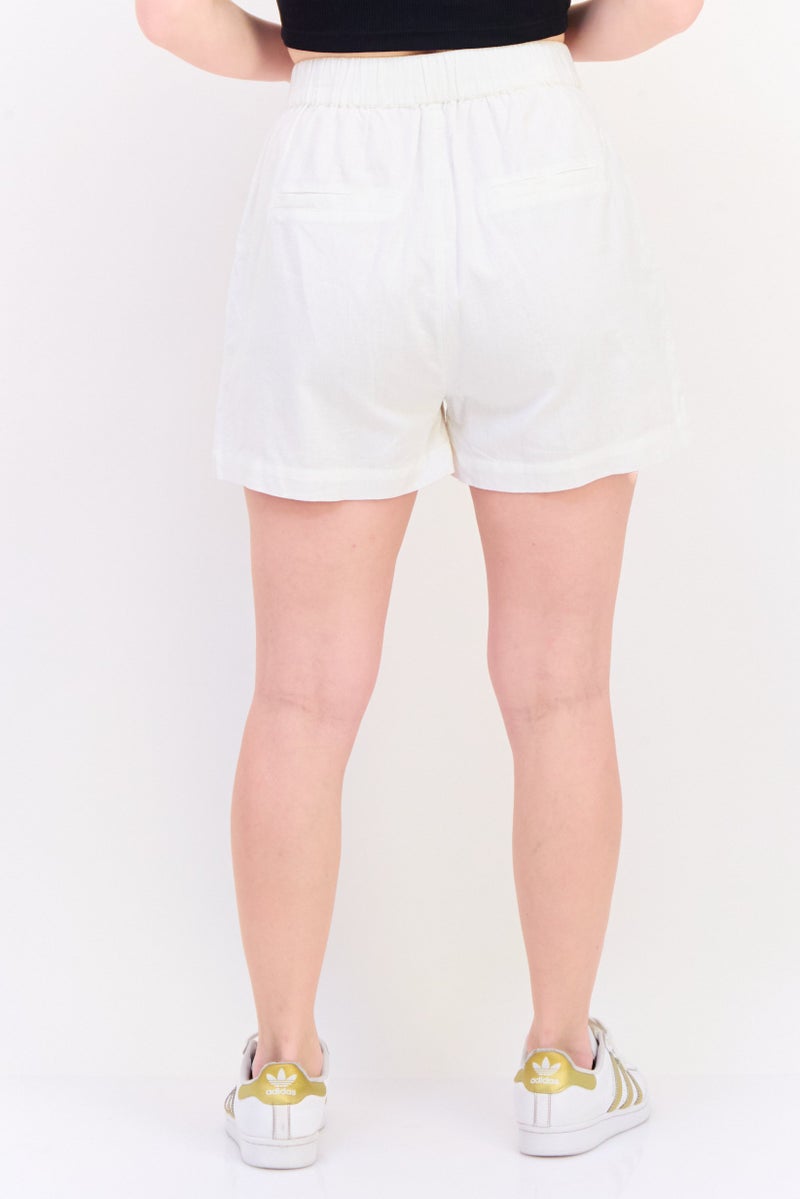 ONLY Women Solid Basic Shorts, White  - Image 3