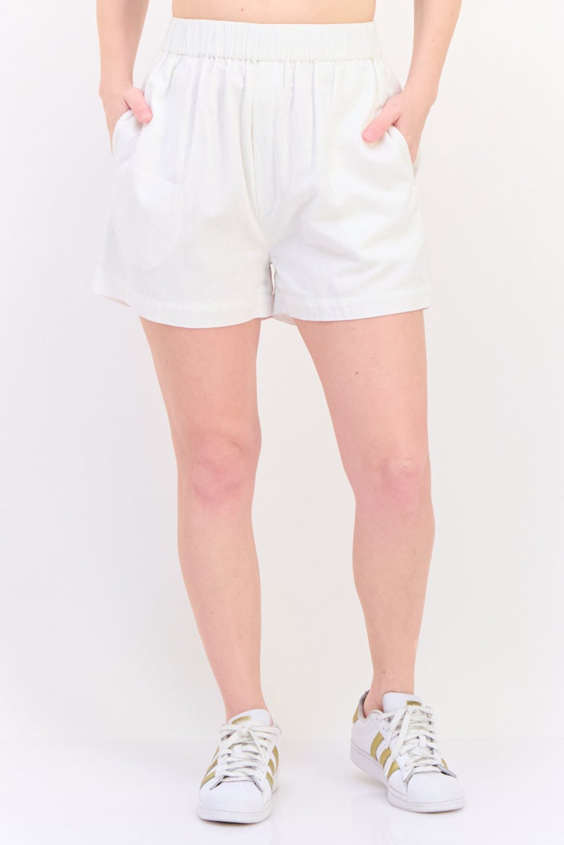 ONLY Women Solid Basic Shorts, White  - Image 1