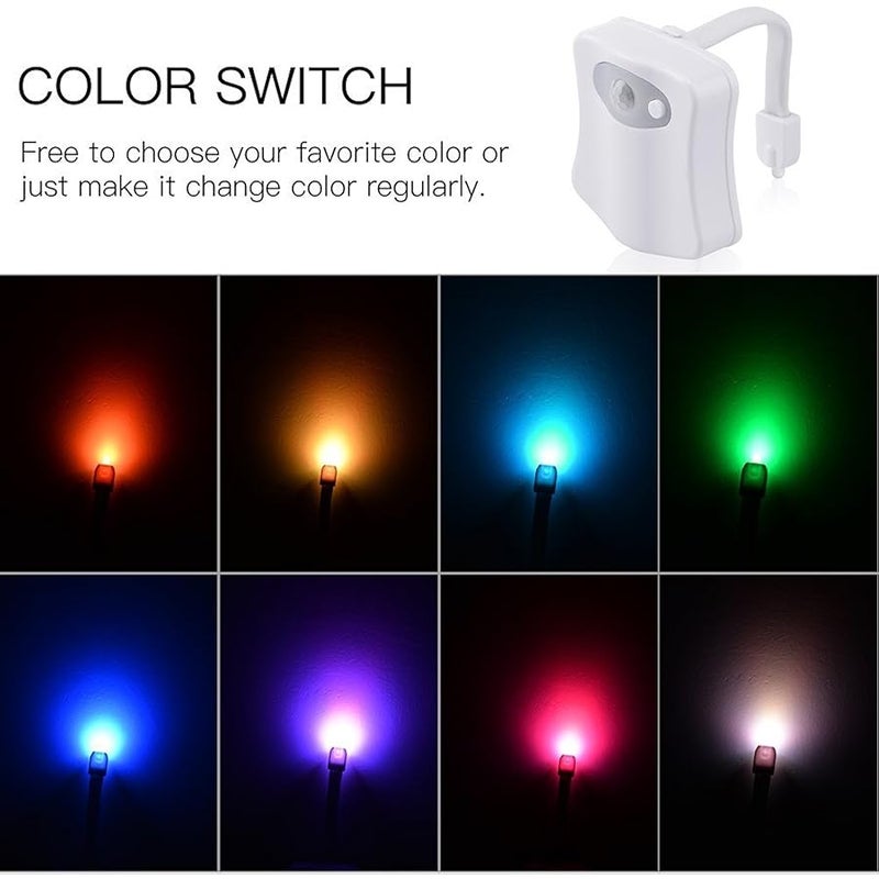 Zezhou Original Toilet Night Light 2 Pack, Motion Sensor Activated LED Lamp, Fun 8 Colors Changing Bathroom Nightlight Add on Toilet Bowl Seat, Perfect Decorating Gadget for Dad Adults Kids Toddler - Image 4