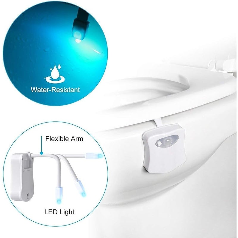 Zezhou Original Toilet Night Light 2 Pack, Motion Sensor Activated LED Lamp, Fun 8 Colors Changing Bathroom Nightlight Add on Toilet Bowl Seat, Perfect Decorating Gadget for Dad Adults Kids Toddler - Image 5