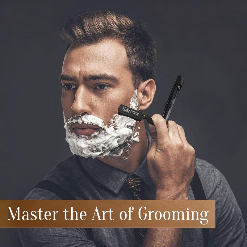 FACON Facón Straight Razors for Men - Professional Barber Straight Edge Razor Kit with 100 Blades, Wooden Stainless Steel Barbero Shaver for a Smooth & Precise Shave, Premium Barber Razor for Men's Shaving - Image 4