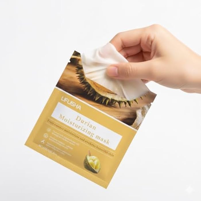 LIFUSHA Durian Moisturizing Face Mask, 30ml, Hydrating Sheet Mask with Fruit Essence (30ml, Durian) - Image 3