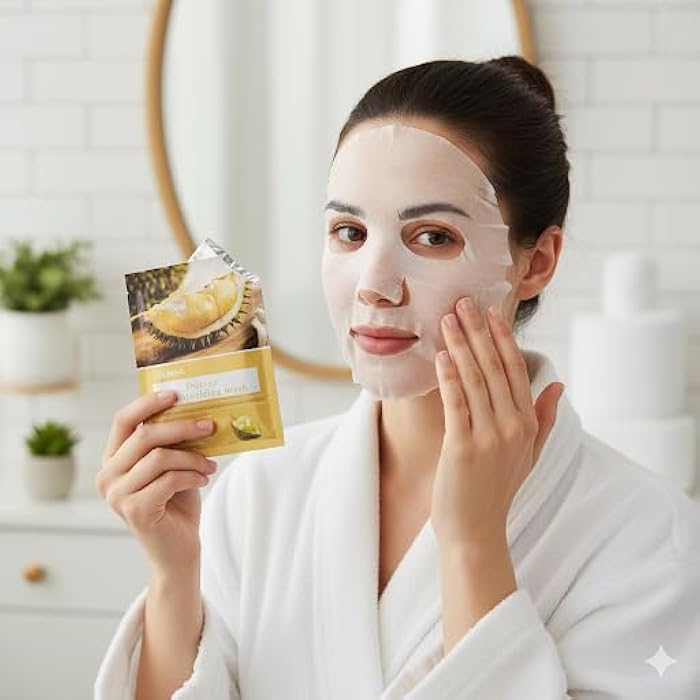 LIFUSHA Durian Moisturizing Face Mask, 30ml, Hydrating Sheet Mask with Fruit Essence (30ml, Durian) - Image 4