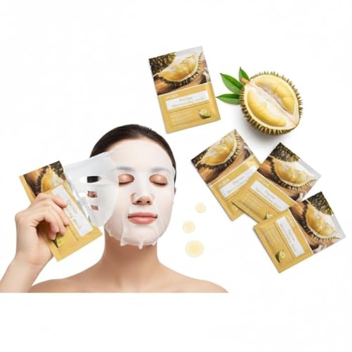 LIFUSHA Durian Moisturizing Face Mask, 30ml, Hydrating Sheet Mask with Fruit Essence (30ml, Durian) - Image 5